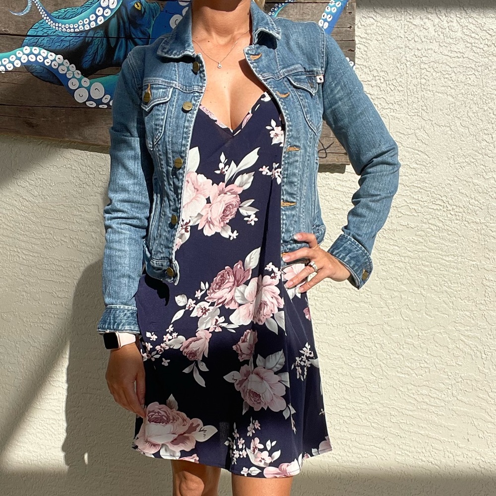 🔴 Navy/floral tank mini dress - Sz XS/S